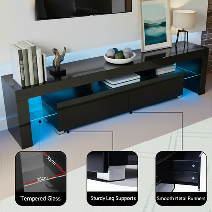 Artiss Entertainment Unit TV Cabinet LED 189cm Black Elo.
