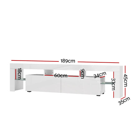 Artiss Entertainment Unit TV Cabinet LED 189cm White Elo.