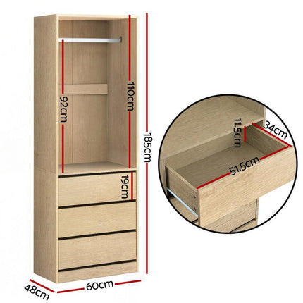 Artiss Wardrobe Clothes Closet Storage Organizer Pine.