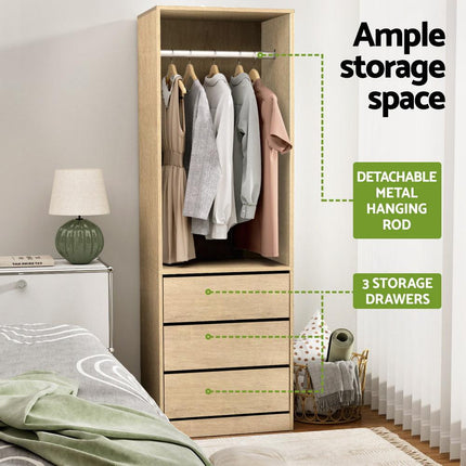 Artiss Wardrobe Clothes Closet Storage Organizer Pine.