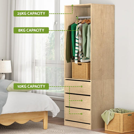 Artiss Wardrobe Clothes Closet Storage Organizer Pine.