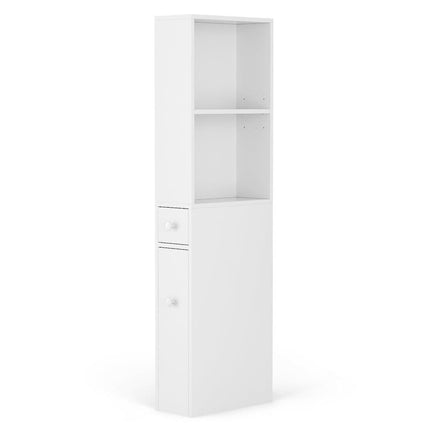 Artiss Bathroom Cabinet Storage Slim Organiser Drawer Toilet Corner 135cm White.