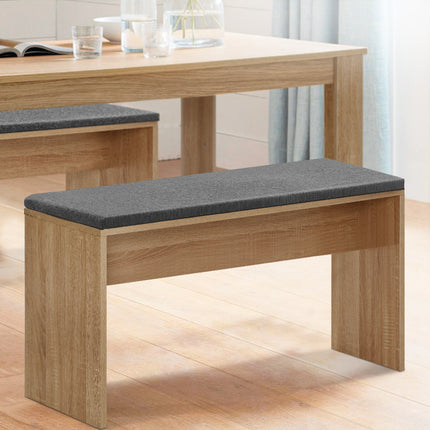 Artiss Dining Bench Upholstery Seat Wooden Chair Oak 90cm.