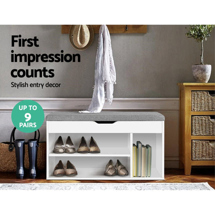 Artiss Shoe Rack Bench Shoe Cabinet White Allen.