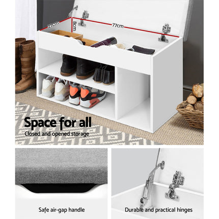 Artiss Shoe Rack Bench Shoe Cabinet White Allen.