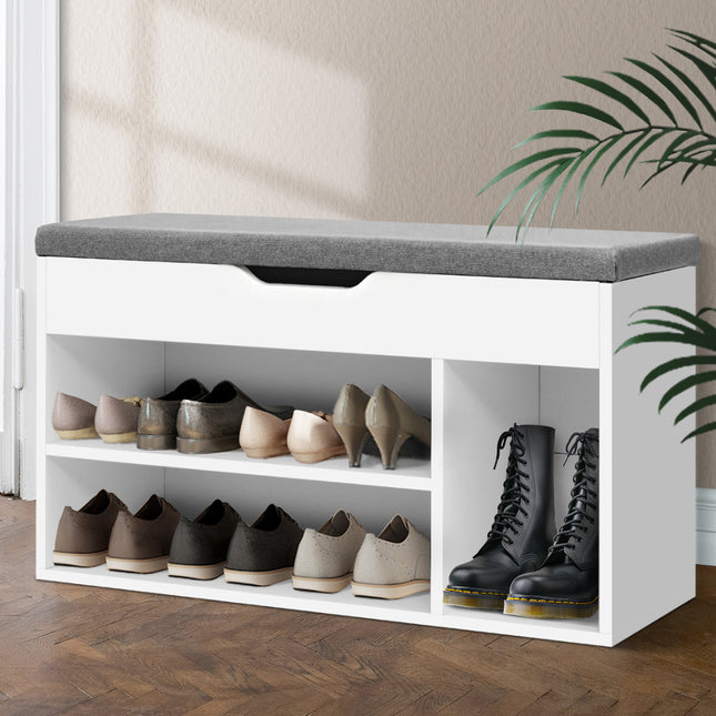 Artiss Shoe Rack Bench Shoe Cabinet White Allen.