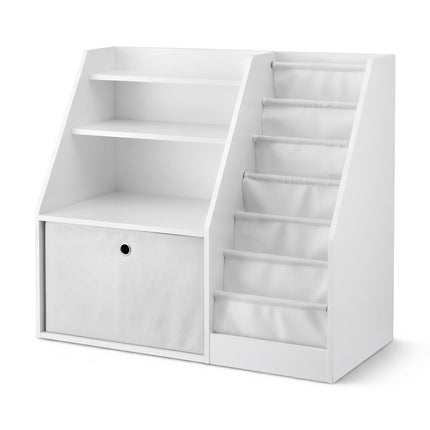 Keezi Kids Bookshelf Children Bookcase Organizer Storage Rack Display Drawer White.