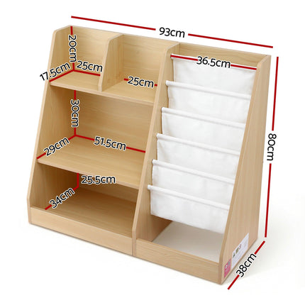 Keezi Kids Bookshelf Wood Bookcase Children Storage Rack Display Shelves Holder.