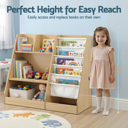 Keezi Kids Bookshelf Wood Bookcase Children Storage Rack Display Shelves Holder.