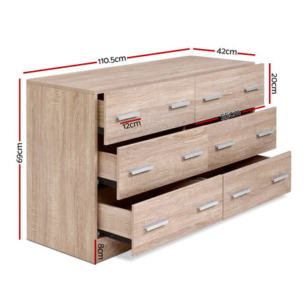 Artiss 6 Chest of Drawers - VEDA Pine.