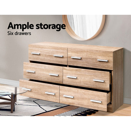 Artiss 6 Chest of Drawers - VEDA Pine.