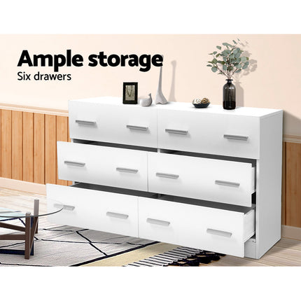 Artiss 6 Chest of Drawers - VEDA White.