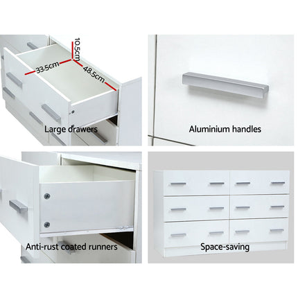 Artiss 6 Chest of Drawers - VEDA White.