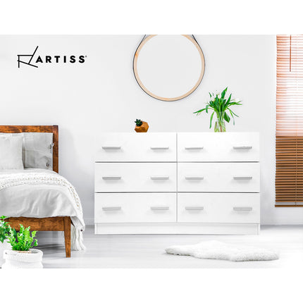 Artiss 6 Chest of Drawers - VEDA White.