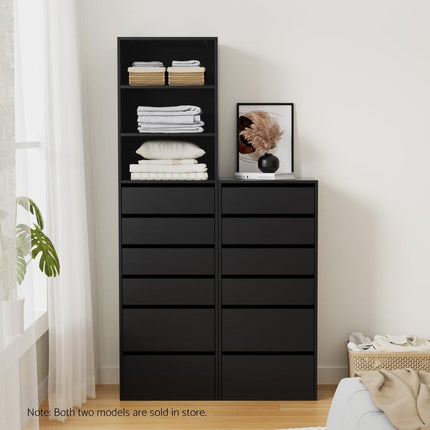 Artiss 6 Chest of Drawers Dresser Tallboy Black.