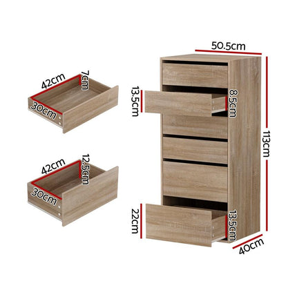 Artiss 6 Chest of Drawers Dresser Tallboy Black.