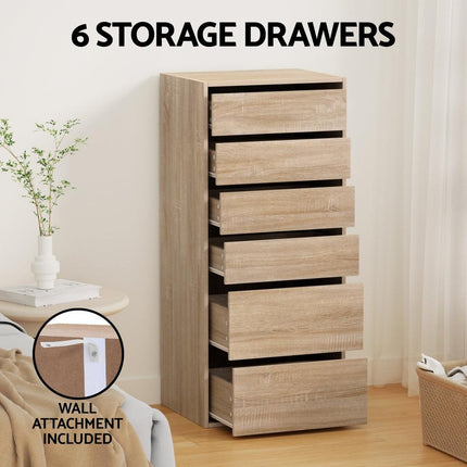 Artiss 6 Chest of Drawers Dresser Tallboy Black.