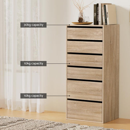 Artiss 6 Chest of Drawers Dresser Tallboy Black.