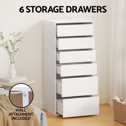 Artiss 6 Chest of Drawers Dresser Tallboy White.