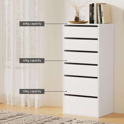Artiss 6 Chest of Drawers Dresser Tallboy White.