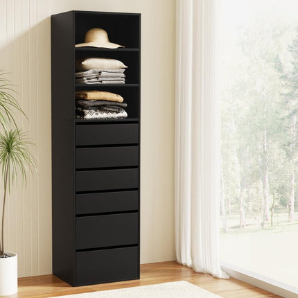 Artiss 6 Chest of Drawers Tallboy Cabinet Black.