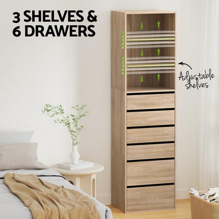 Artiss 6 Chest of Drawers Tallboy Cabinet Pine.