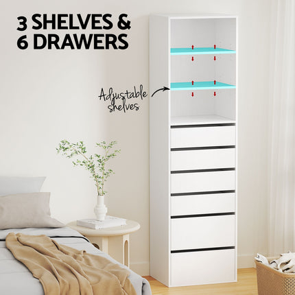 Artiss 6 Chest of Drawers Tallboy Cabinet White.