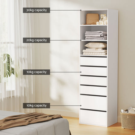 Artiss 6 Chest of Drawers Tallboy Cabinet White.