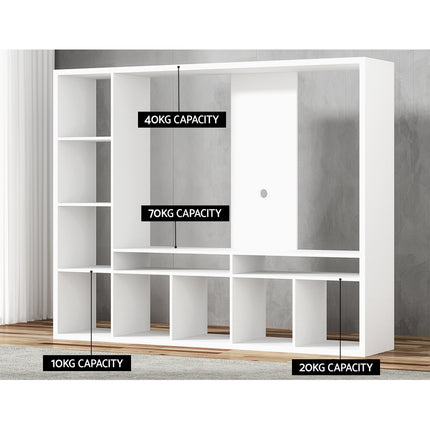 Artiss Entertainment Center Unit TV Stand TV Cabinet Open Shelves 183CM White.