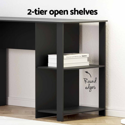 Artiss Computer Desk Shelf L-Shape Black 136CM.