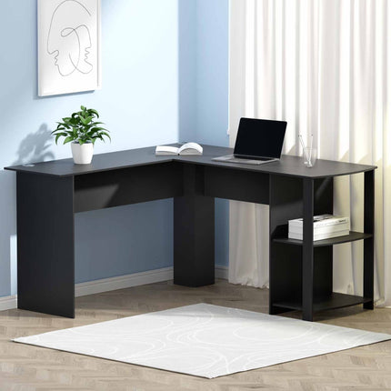Artiss Computer Desk Shelf L-Shape Black 136CM.