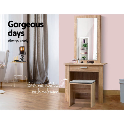 Artiss Dressing Table Stool Set Sliding Mirror Oak Demi.