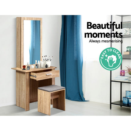 Artiss Dressing Table Stool Set Sliding Mirror Oak Demi.