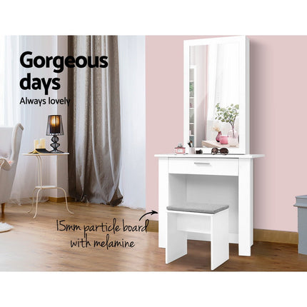 Artiss Dressing Table Stool Set Sliding Mirror White Demi.