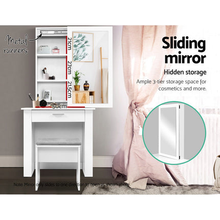Artiss Dressing Table Stool Set Sliding Mirror White Demi.