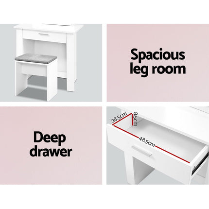 Artiss Dressing Table Stool Set Sliding Mirror White Demi.
