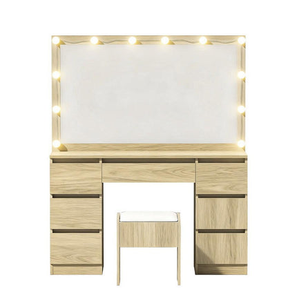 Artiss Dressing Table Vanity Desk Set Stool 12 Led Bulbs Wood.