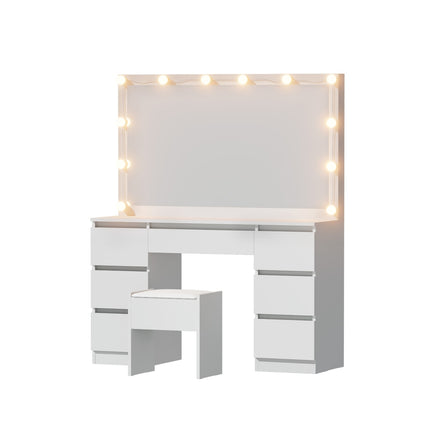 Artiss Dressing Table Vanity Desk Set Stool 12 Led Bulbs White.