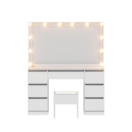 Artiss Dressing Table Vanity Desk Set Stool 12 Led Bulbs White.