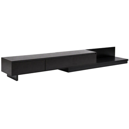 Artiss Extendable TV Unit 200CM 3 Storage Drawers Dark Walnut & Black
