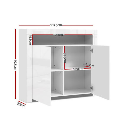 Artiss Buffet Sideboard LED - ARNO White.