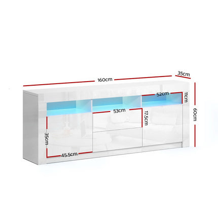 Artiss Entertainment Unit TV Cabinet LED 160cm White Anna.