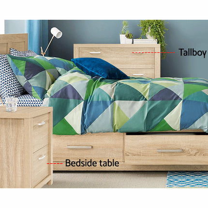 Artiss Bedside Table 2 Drawers - MAXI Pine.