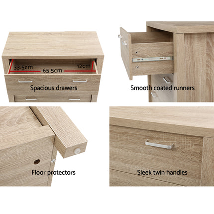 Artiss 5 Chest of Drawers - MAXI Pine.
