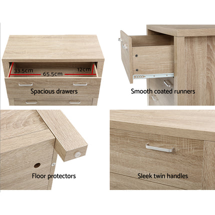 Artiss 5 Chest of Drawers - MAXI Pine.