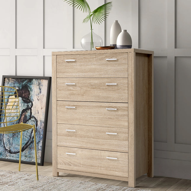 Artiss 5 Chest of Drawers - MAXI Pine.