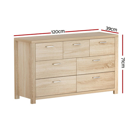 Artiss 7 Chest of Drawers - MAXI Pine.