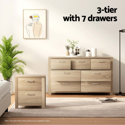 Artiss 7 Chest of Drawers - MAXI Pine.