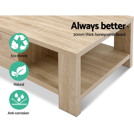 Artiss Coffee Table 1 Drawer Oak Maxi.