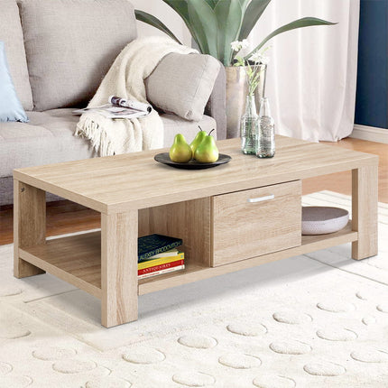 Artiss Coffee Table 1 Drawer Oak Maxi.